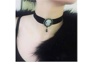 Dervivea Vintage Velvet Choker Necklace Gothic Cameo Choker Necklace Retro Leather Choker Necklace Teardrop Crystal Necklace Jewelry For Women And Girls