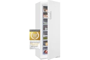 Exquisit® Congelador Vertical, 232L, Clase E, Color Blanco, Altura Regulable, Ruedas Traseras, 7 Compartimentos, Cajón XL para Alimentos Grandes, Consumo 210 kWh/año, Medidas 163x60x65 Cm.