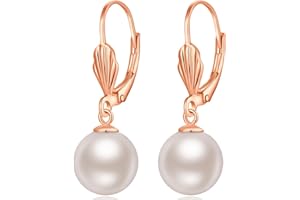 jiamiaoi Kolczyki perłowe dla kobiet srebrne perłowe wiszące kolczyki hipoalergiczne perłowe kolczyki z dźwignią perłową kolczyki kropla, perłowe kolczyki obręcze z diamentami perły słodkowodne