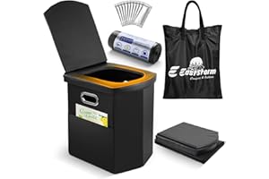 E EASTSTORM Portable Folding Toilet for Camping,Home-Height (16.5in) Outdoor Commode with Leather Seat Cover,Porta Potty for Adults,Kids,Fishing,Emergency,Tents,Bedroom,Road Trips,Beach,Load 440LBS