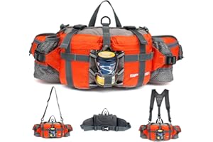 BRINNY Marsupio tattico multifunzione, marsupio militare con 2 portabottiglie, allaccio in vita per stare all’aperto, trekking, escursioni, ciclismo, campeggio, arrampicate, caccia