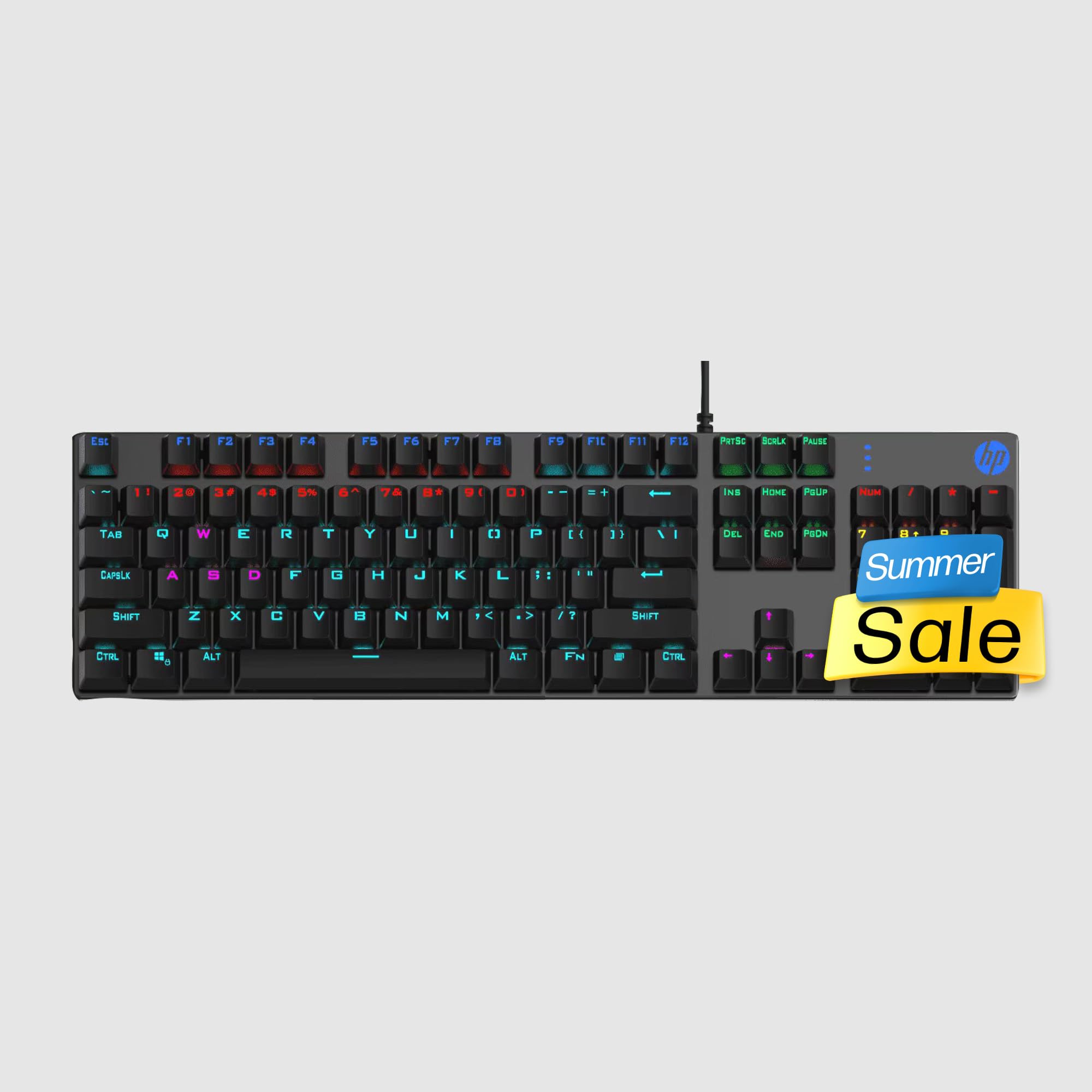 HP GK400F Mechanical Gaming Keyboard,dust & Spill Resistant,RGB Backlit Keys,Metal Panel,Full-Sized Keyboard Design