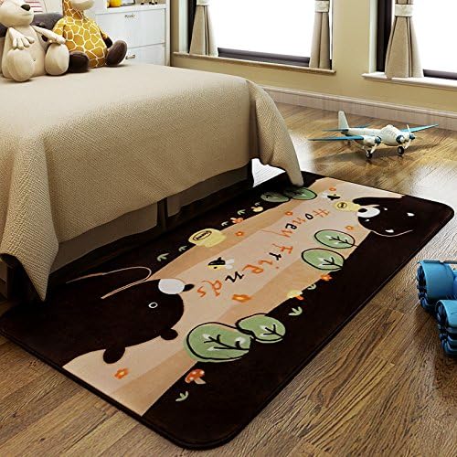Cute cartoon girl carpet princess Heart bedroom bed mat sleep crawl anti-slip Japanese South Korea, 90*185cm, Brown Bear