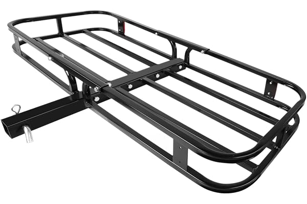 MAXXHAUL 70107 Porte-Bagages attelage en Acier avec Rails latéraux Hauts pour Camping-Car, camions, SUV, camionnettes, Voitures, capacité de Charge de 227 kg, 135 x 49 cm, Noir