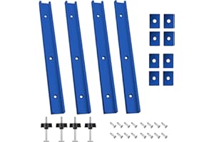 SQLJYU Lot de 4 Rail de Guidage Scie Sur Table, Rails Aluminium T Track de 400mm, M8, M6 Rail en T Avec Accessoires Complets pour Outil de Travail du Bois