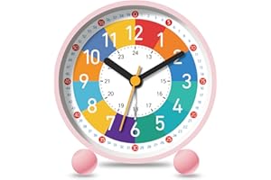 Sunshine smile Réveil Numérique Enfants sans Tic-tac, d'apprentissage Silencieux Horloge, Enfants pour Réveil Analogique Compact, garçons et Filles