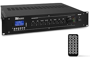 Power Dynamics PRM120 PA Endstufe - Verstärker für Lautsprecher und Musikanlagen, 100 Volt System, 120 Watt PA Verstärker, Bluetooth, MP3-Player, USB, SD, 2x Mic, Soundverstärker