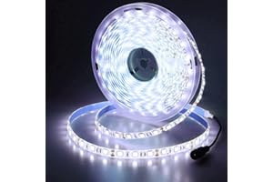 JOYLIT 12V LED Strip Lights 5M Cool White 6000-6500K IP65 Waterproof, 300LEDs SMD 5050 Flexible Cuttable Tape Light for Cabinet, Closet, Pantry, Stair, Mirror (Without Power Supply)