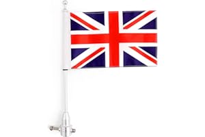 MAD HORNETS Motorcycle Rear Flag Pole &Stripes UK Flag Mount For H-a-r-l-e-y Sporster Iron 883 GoldWing Luggage Rack Vertical UK Chrome Flag Pole