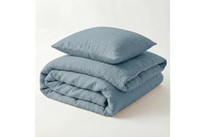 ‎MOOSKIND Mooskind Musselin Kinderbettwäsche 200x135 cm mit Kissenbezug 80x80 cm [blau] – 100% Bio Baumwolle & Ökotex geprüft – Musselin Bettwäsche Kinder Set für Mädchen & Jungen – Made in Europe