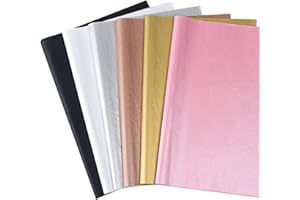 Feibmir 60 Sheets 6 Colors Metallic Tissue Paper,Gift Wrapping for Birthday Parties Christmas Weddings DIY Crafts,20 x 14 Inch(Rose Gold, Gold, Silver,Pink Gold,Black,White)