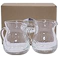 DBOO 2 Pieces Milk Jug Cream Jug Classic Glass Creamer Pitcher with Handle 4oz Milk Pourer Mini Creamer for Coffee Tea Maple Syrup Serving