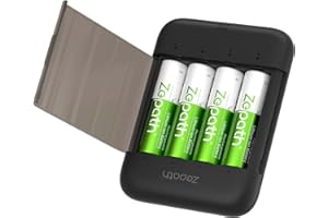 ZEPATH Rechargeable Battery AA Lithium 4 Pack with Fast Charger, 2500 mWh High Capacity 1.5V Double A Batteries, Long Lasting Lithium AA Battery Up to 1400+ Cycles(No Charging Cable)