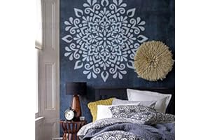 BACKGROUNDTURNOVER 110cm Huge Giant Mandala Indian Arabic Ethnic Round Pochoir Pochoirs Peindre Grand Modèle De Meuble Carrelage Réutilisable Revêtement De Sol De Niche Modèles De Mur Pour Les Graines Murs De