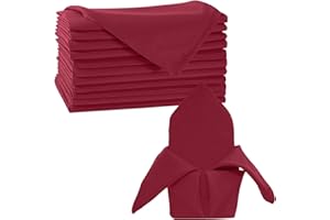 Trimming Shop 20 Inch Burgundy Polyester Table Napkins, 50x50cm Square, Reusable, Wrinkle-Resistant Cloth Napkins for Dinner Parties, Events, Weddings, Restaurants & Hotels, 6pcs