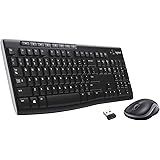 Logitech MK270 Wireless Keyboard and Mouse Combo for Windows, 2.4 GHz Wireless, Compact Wireless Mouse, 8 Multimedia & Shortcut Keys, 2-Year Battery Life, PC/Laptop, QWERTY UK Layout - Black