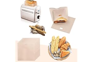 HAOMEEDUO 6 Pcs Bolsa Sandwich Reutilizable para Tostadora 17 * 19cm, Sin Gluten para Tostar Pan Celiacos, Pizza, Facil de Limpiar
