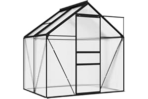 vidaXL Gewächshaus UV-beständig Wärmeisoliert Treibhaus Tomatenhaus Frühbeet Garten Pflanzenhaus Gartenhaus Anthrazit Aluminium 2,47m²