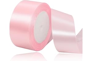 XMASOLDECOR Blush Pink Satin Ribbon 40mm, 22 Meters Blush Pink Fabric Ribbons for Gift Wrapping, Crafting, Hair Bows, Sewing, Wreaths, Cakes, Wedding Party and Christmas Decoration