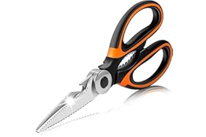 EXETON Kitchen Scissors Heavy Duty, Upgraded Sharp Stainless Steel Kitchen Shears Multipurpose Utility Cooking Scissor with Blade Cover for Chicken, Fish, Meat, Poultry, Vegetables, Herbs, Bones, Nuts, BBQ