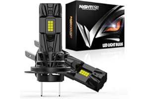 NIGHTEYE H7 LED Headlight Bulb - 600% 25000LM 1:1 Size H7 Headlight Bulb, 6500K Cool White Super Bright, Plug and Play,IP68 Waterproof,Pack of 2