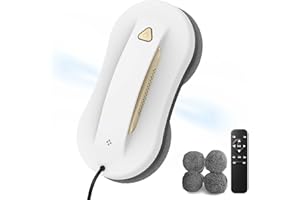 AOQUFUL Fensterputzroboter mit Doppelsprühfunktion – Elektrischer Fensterputzer, Automatischer Fensterreiniger Roboter mit Fernbedienung für Innen- & Außenfenster, geeignet für Hochhäuser, Gold, 10x Lappen