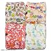 LittleBloom, Reusable Pocket Cloth Nappy, Fastener: Popper, Set of 4, Patterns 413, With 4 Bamboo Inserts