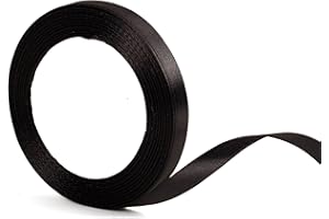 YAAVAAW Ruban de satin noir de 10 mm pour emballage cadeau, 22 m – Ruban d'Halloween en tissu fin pour cadeaux, gâteaux, nœuds pour cheveux, bouquet, travaux manuels et décoration
