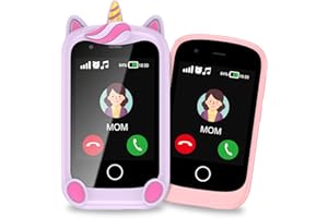 PTHTECHUS Kids Phone, Smartphone for Boys Girls, Touchscreen Learning Toy for Kids Age 4-12 with Two-way Talk Camera, Game, Music, Alarm, kids mobile phones Christmas Birthday Gifts