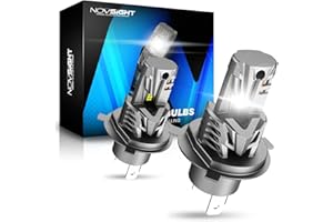 NOVSIGHT H4 LED Headlight Bulbs Hi/Lo Beam H4 LED Headlight Bulbs H4 LED Bulbs 20000LM 600% Bright Bulbs Fog Light 6500k Cool White Plug and Play Light Bulbs Replacement Kit IP68 Mini Size White