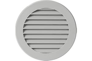 REPA MARKET 4 Inch / 100 mm Vent Cover Grey - Round Soffit Vent - Air Vent Louver - Grille Cover - Built-in Fly Screen Mesh - HVAC Ventilation (4'' Inch, Plastic - Grey)