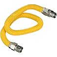 Flextron FTGC-YC34-36P 36" Flexible Yellow Epoxy Coated Gas Line Connector with 1" Outer Diameter and 3/4" FIP x 3/4" MIP Fittings, Stainless Steel