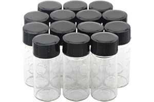 Unxuey 14 Pcs 5ml Mini Bottles with Scale Clear Graduated Glass Bottles with Scale Transparent Lab Vials