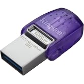 Kingston DataTraveler microDuo 3C USB Bellek 128GB USB Gen 3 Type-C ve Type-A - DTDUO3CG3/128GB, Mor + G&uuml;m&uuml;ş