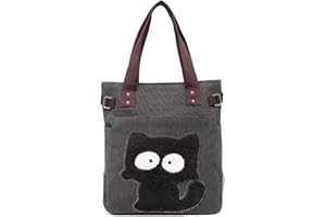 Płócienna torba na ramię w stylu retro, torba na zakupy, urocza torba na zakupy dla kota od KAUKKO