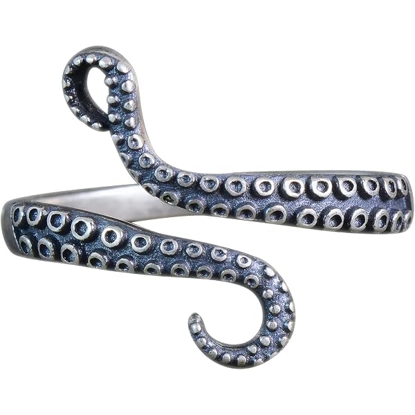 Anello Da Dito Regolabile A Forma Di Tentacolo Di Polpo - Argento, Taglia Unisex, Da 18 Mm, Metallo