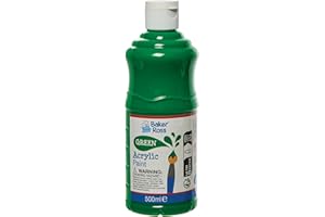 Baker Ross Green Acrylic Paint 500ml - Pack of 1, Kids Paint