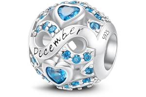 LONGLUCK CHARMS & BRACELETS Pierre de naissance des douze mois,Bijoux pour femmes,Compatible Pour les bracelets et les colliers Charms de,Cadeaux pour femmes