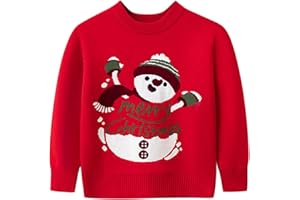 ALLBESTOP Enfant en Bas âge garçons Filles noël Dessin animé Bonhomme de Neige Pull à Manches Longues Chaud tricoté Pull Xmas Hauts Veste Hiver Fille