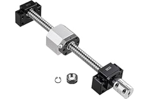 CNCMANS SFU2005 - Husillo circular (500 mm, acero inoxidable, con extremo mecanizado, soporte Bk15/Bf15, tuerca esférica, carcasa de tuerca, uso y acoplamiento, alta precisión)