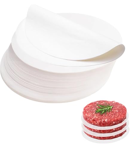 500 Pièces Disques à Burger,Papier Cuisson Rond 10 Cm, Papier Steak Haché, Papier Cuisson, Papier AntiadhéSif,Presse Burger(Blanc) - Electroménager