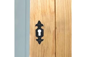 I IRONMONGERY SOLUTIONS Ironmongery Solutions® Black Cast Iron Escutcheon Plates Keyhole Cover Key Hole Door Lock Accessories (Flora Escutcheon)