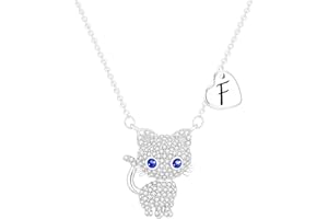 Esmoly Regali per Ragazze Cat Collane per Ragazze Iniziale Collana Cuore Lettera A-Z Carino Regali di Compleanno per le Donne Figlia Nipote Nipote 16+2 Pollici