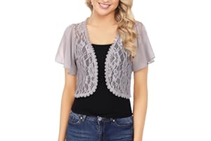 Gyabnw Coprispalle Donna Elegante Cardigan Casual Estivo Corto Donna in Chiffon Traspirante Cardigan a Manica Corta in Pizzo Bolero Leggero Shrug