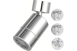 LUBEKAS 360° Rotatable Kitchen Tap Aerator Spray Head, Tap Faucet Attachment Spray with Dual-Function 2 Sprayer, Replacement Tap End Diffuser Spout Bubbler Head Aerator, Tap Adapter Accessories