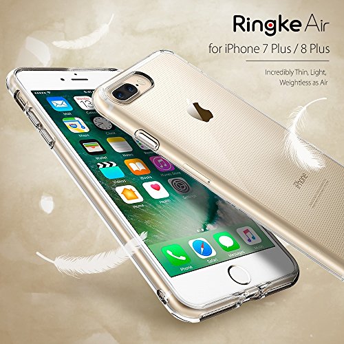 iPhone 7 Plus / iPhone 8 Plus Case, Ringke [AIR] Weightless as Air, Extreme Lightweight Ultra-Thin Transparent Soft Flexible TPU Scratch Resistant Protective Cover for Apple iPhone 7 Plus - Crystal View