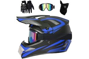 EVGATAVAB Jugend Kinder Integral Motocross Helm, mit Brille/Masken/Handschuhe, Unisex Doppelsport Offstraße Enduro Motorrad Absturz Helme, Bergab BMX MTB ATV Rennen Quad Dirtbikes Helm