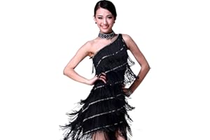 Rubruan Latein Tanz Kleider Kostüme - Latin Tänze Walzer Tango Swingtanz Party Salsa Dekoration Accessoires Pailletten Quasten Wettkampf Ball Rock Trikot Tanzkleid für Damen Mädchen