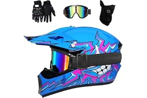 Vuxen Full Face MTB Motocross Hjälm med glasögonhandskar Mask, Unisex Motorcykel utanför vägen Motorcykelhjälm, Downhill Endu