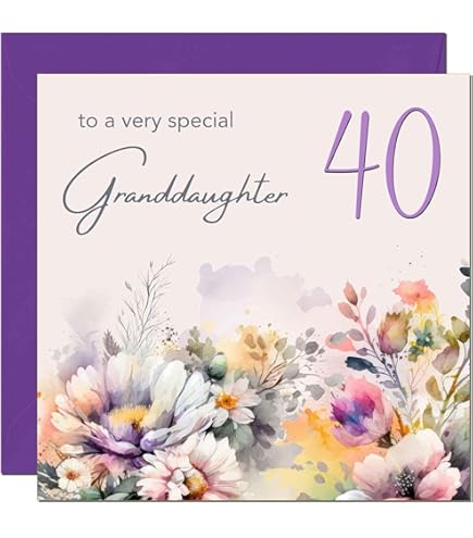 Hunts England - 40th Granddaughter Hummingbird Birthday Card - With Gold Foil - Pretty Flowers - Age 40 Card For Granddaughter - Milo's Gallery - Age Forty Birthday - View #9